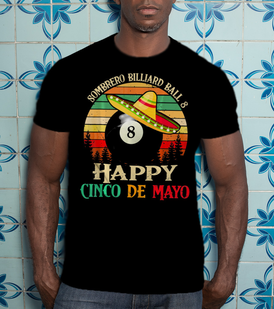 Sombrero Billiard Ball 8 Happy Cinco De Mayo T-Shirt