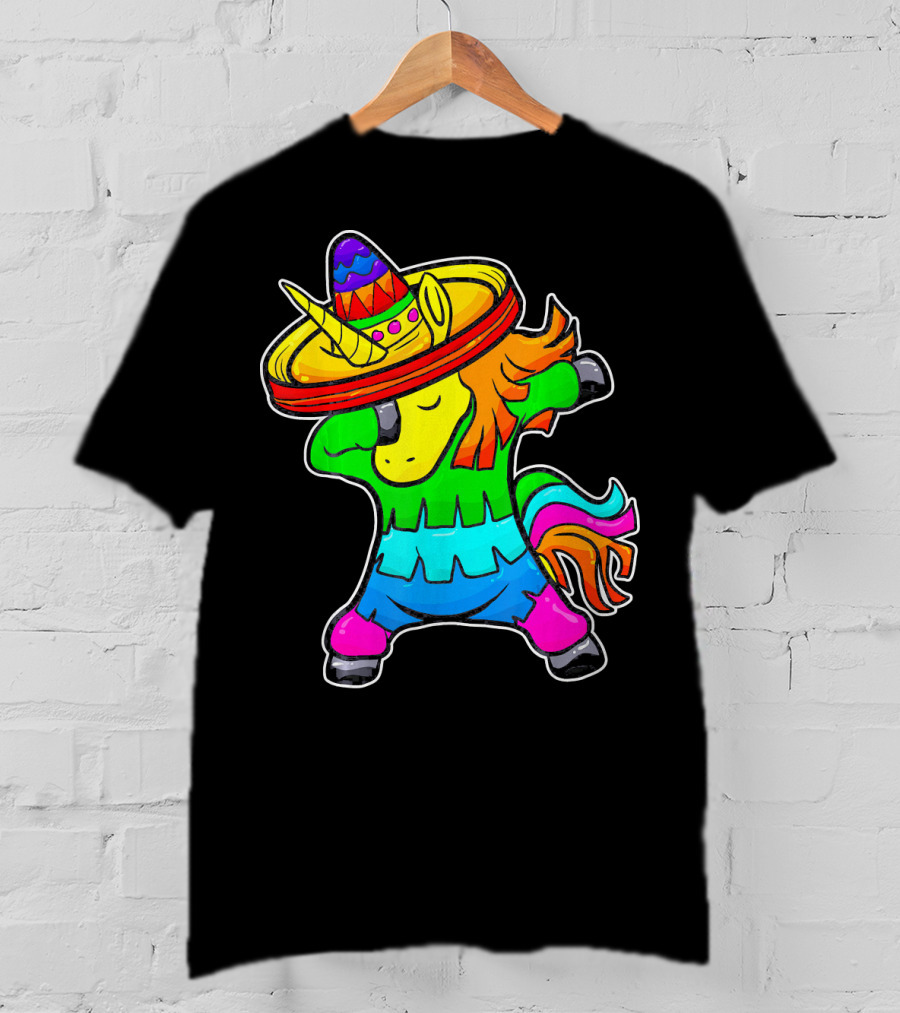 Cinco De Mayo Dabbing Unicorn Sombrero Fiesta T-Shirt