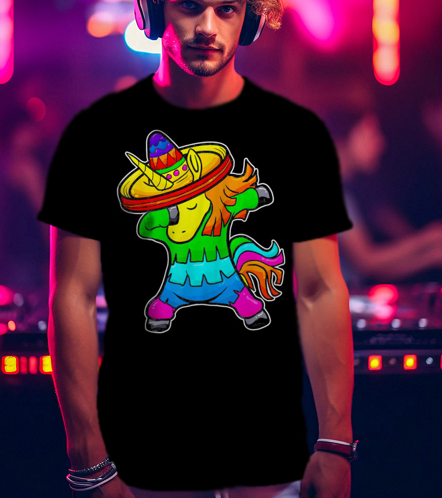 Cinco De Mayo Dabbing Unicorn Sombrero Fiesta T-Shirt