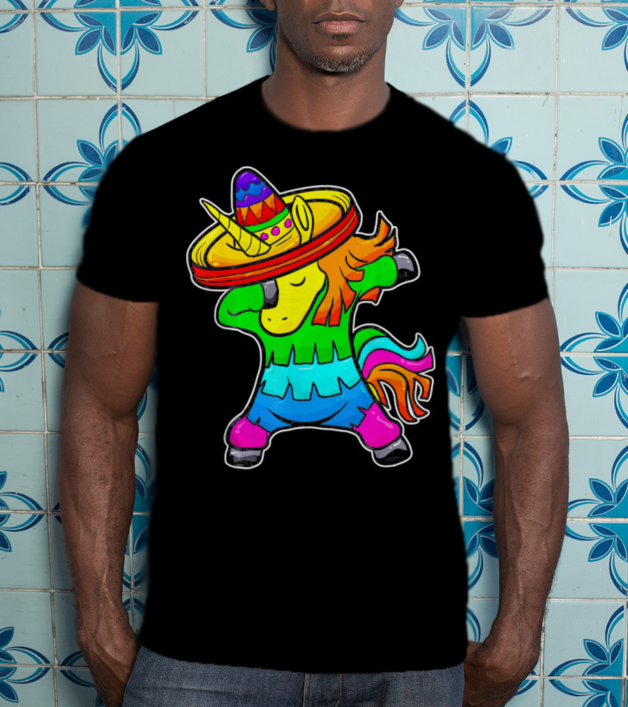 Cinco De Mayo Dabbing Unicorn Sombrero Fiesta T-Shirt