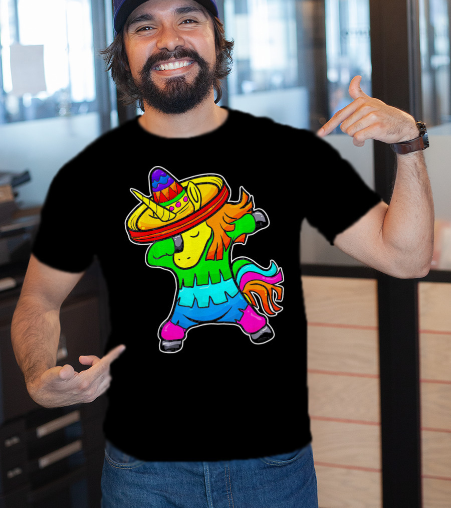 Cinco De Mayo Dabbing Unicorn Sombrero Fiesta T-Shirt