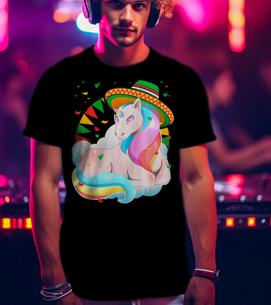 Cinco De Mayo Magical Unicorn Sombrero T-Shirt