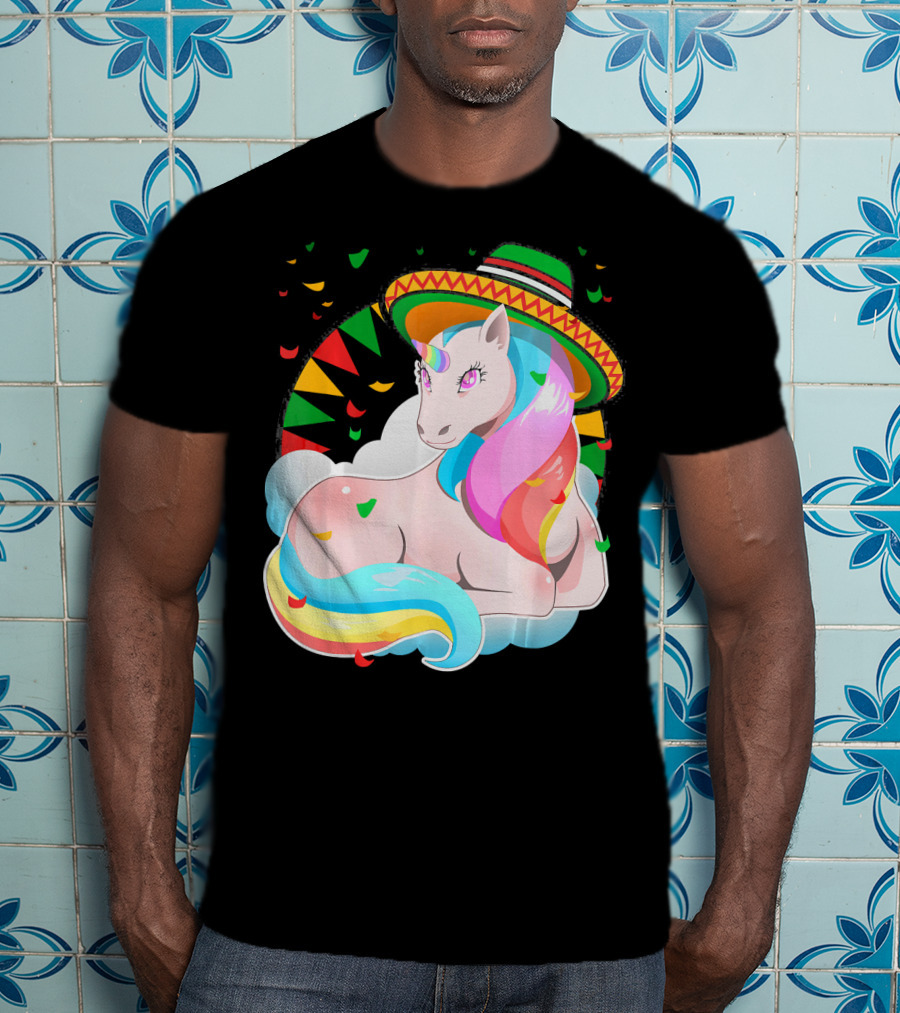 Cinco De Mayo Magical Unicorn Sombrero T-Shirt