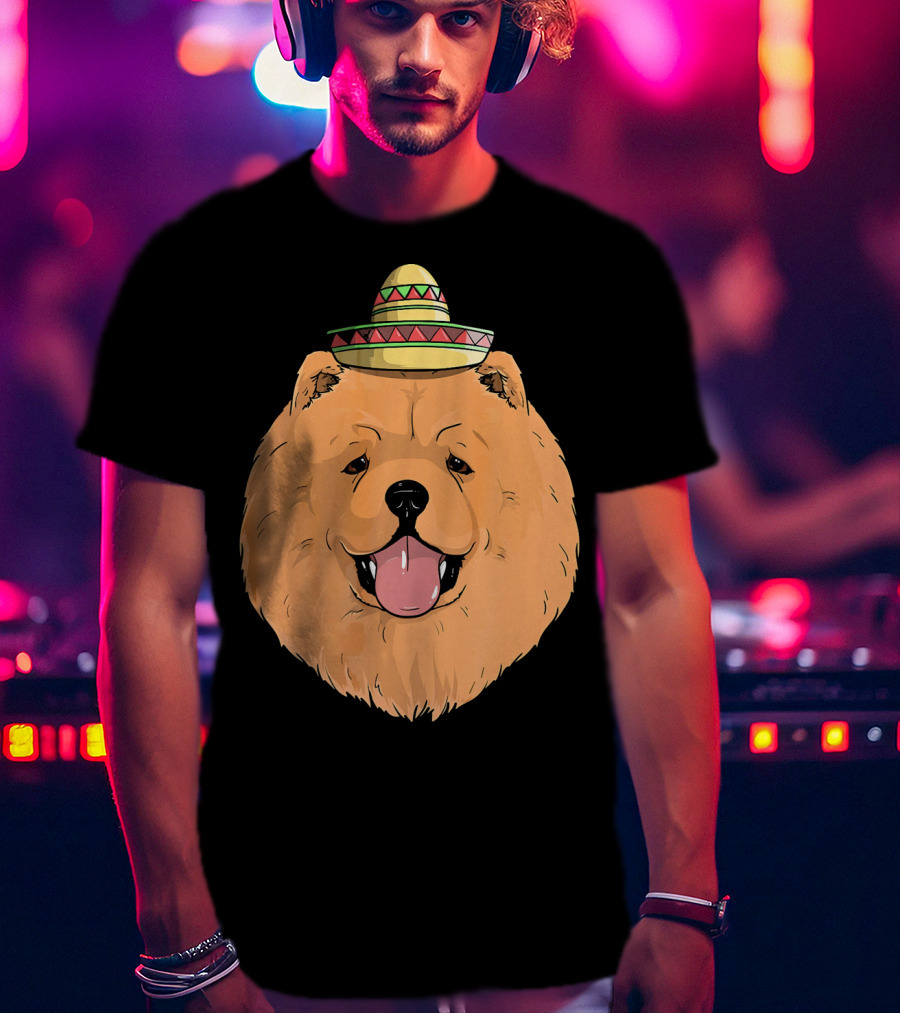 Chow Chow Dog Sombrero Fiesta Cinco De Mayo T-Shirt