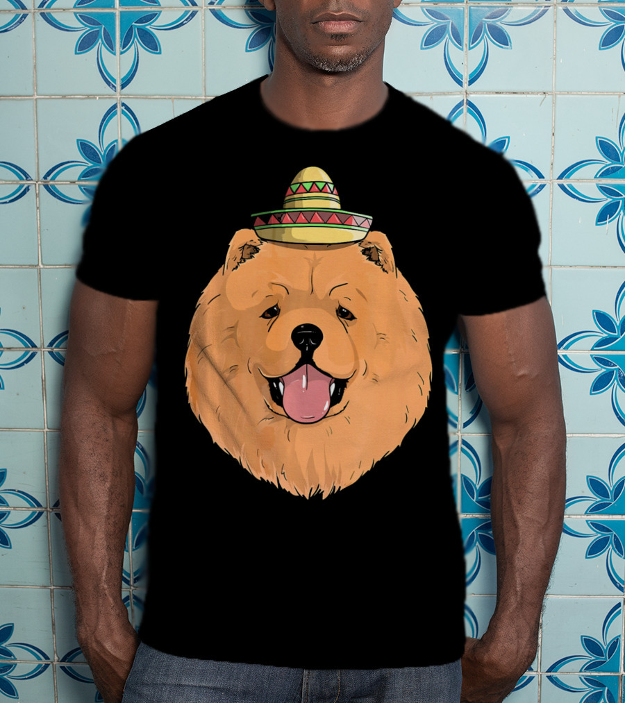 Chow Chow Dog Sombrero Fiesta Cinco De Mayo T-Shirt