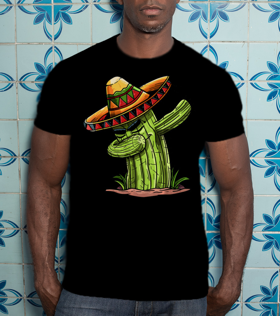 Dabbing Cactus Sombrero Funny Cinco De Mayo T-Shirt