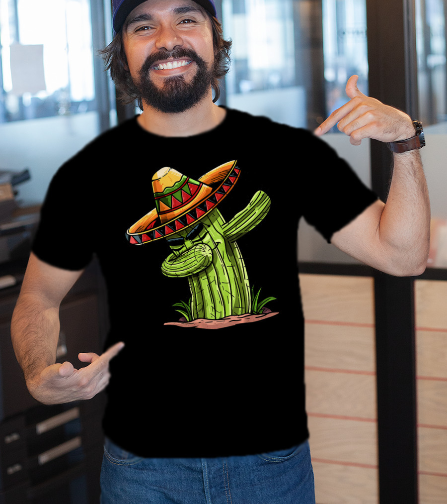 Dabbing Cactus Sombrero Funny Cinco De Mayo T-Shirt