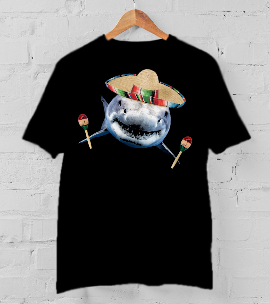 Cinco De Mayo Shark With Sombrero And Maracas T-Shirt