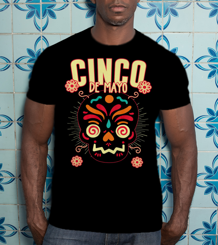 Cinco De Mayo Skull Design For Senor Senora And Sen T-Shirt
