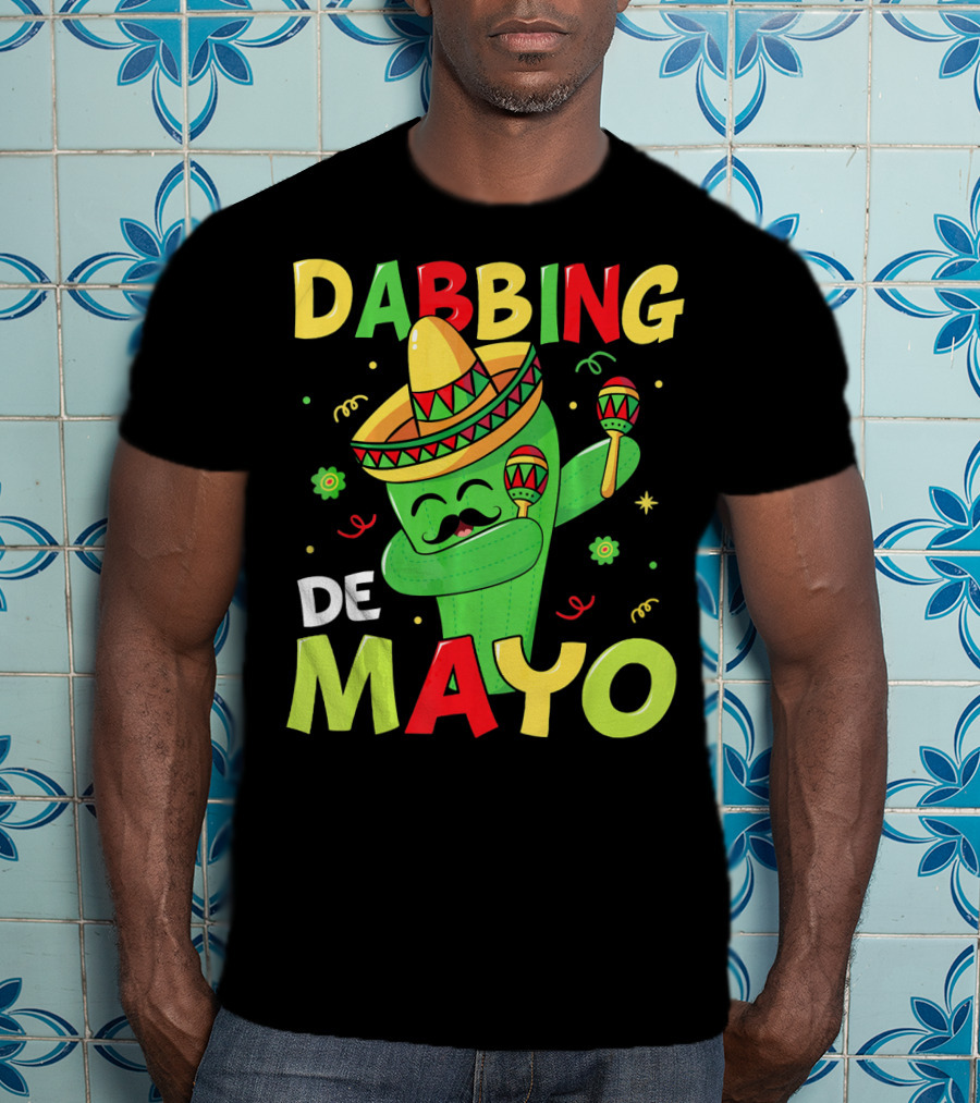 Dabbing Cactus Cinco De Mayo Sombrero Maracas T-Shirt