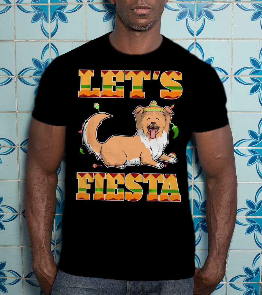 Let's Fiesta Rough Collie Dog Cinco De Mayo T-Shirt