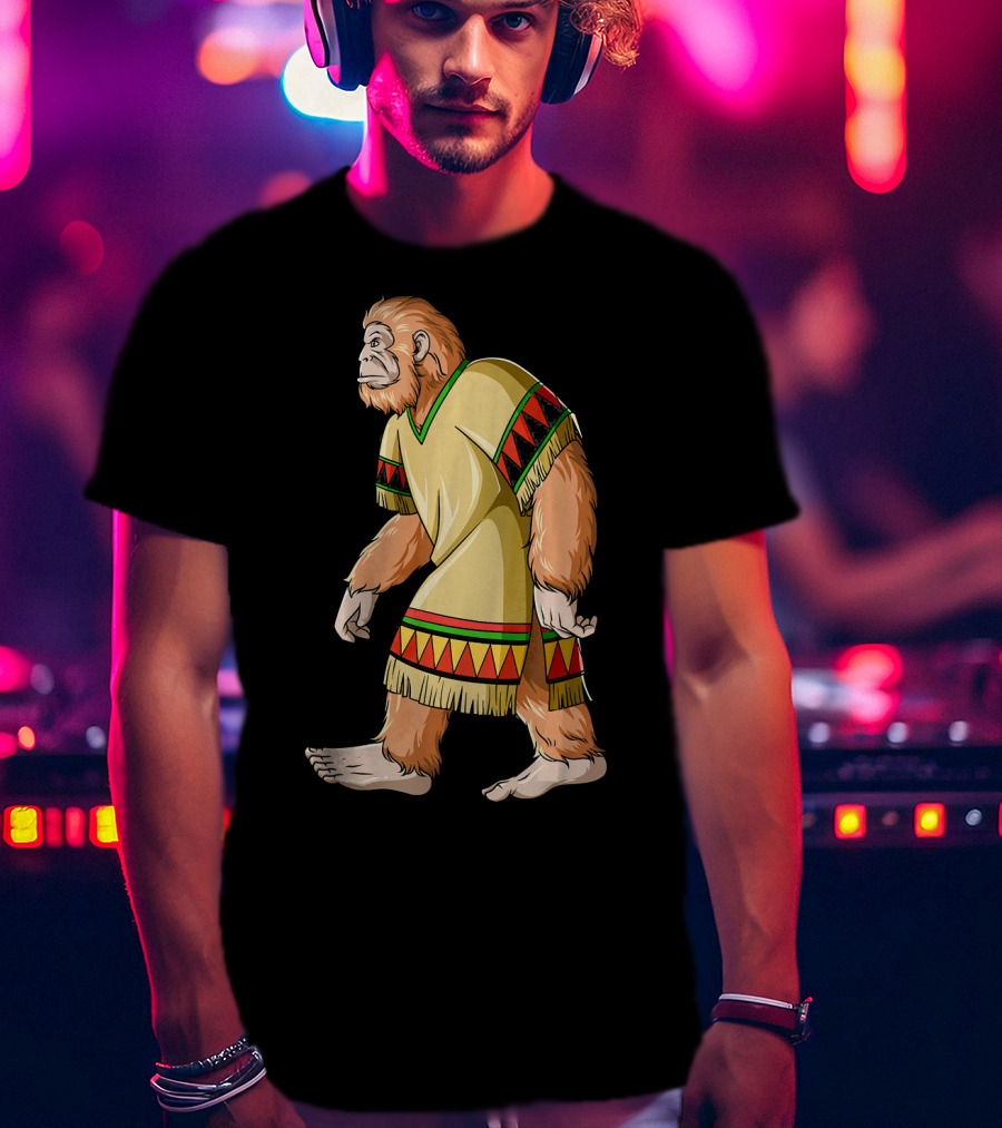 Bigfoot Sasquatch In Mexican Poncho Cultural Attire T-Shirt