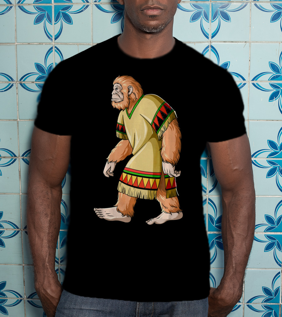 Bigfoot Sasquatch In Mexican Poncho Cultural Attire T-Shirt