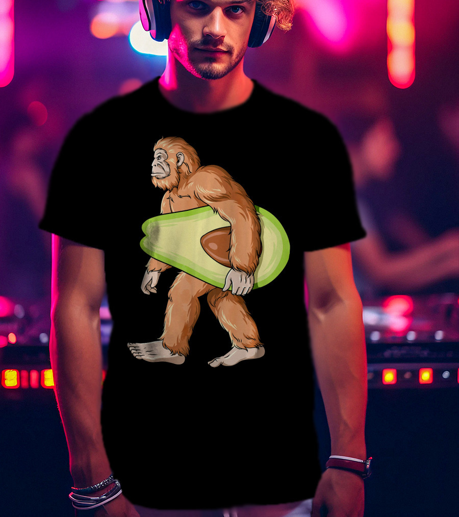 Bigfoot Carrying Avocado Sasquatch Cinco De Mayo Humor T-Shirt