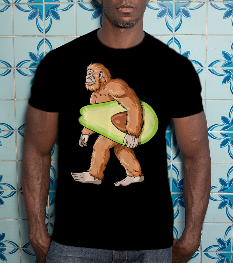 Bigfoot Carrying Avocado Sasquatch Cinco De Mayo Humor T-Shirt