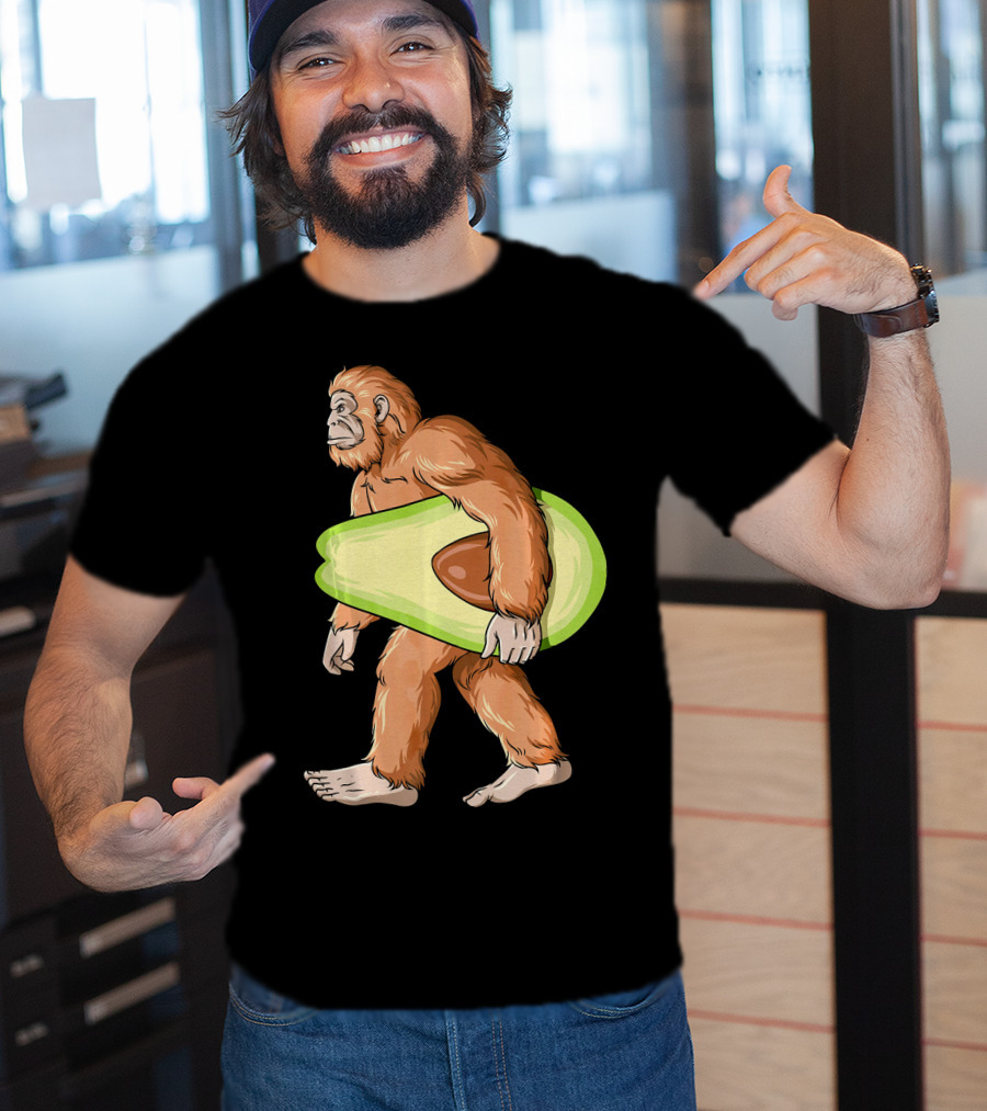Bigfoot Carrying Avocado Sasquatch Cinco De Mayo Humor T-Shirt