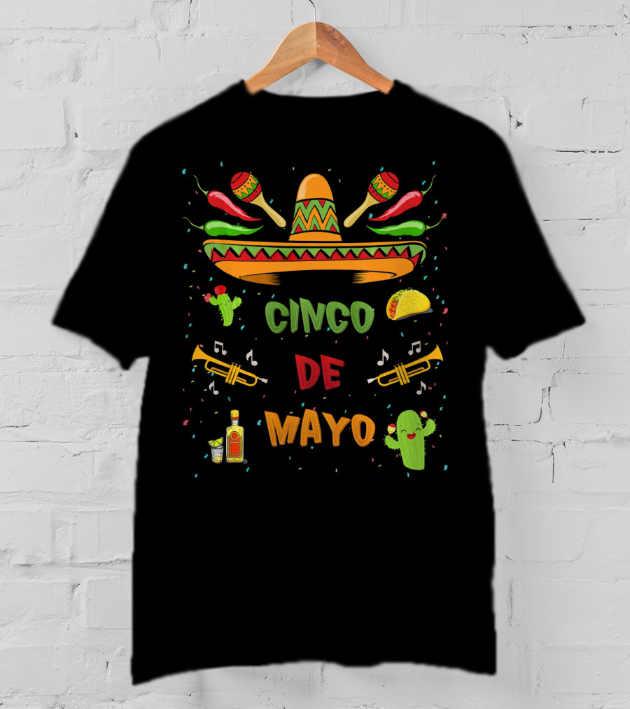 Cinco De Mayo Sombrero Maracas Taco Fiesta T-Shirt