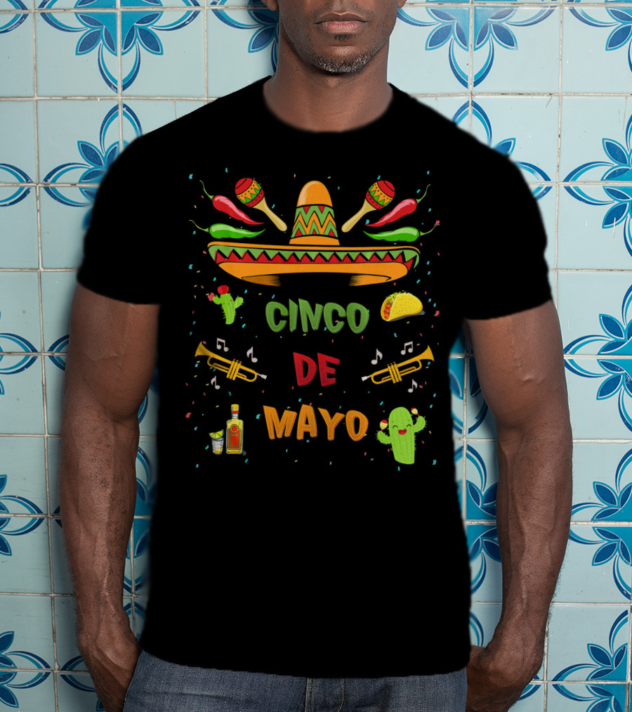 Cinco De Mayo Sombrero Maracas Taco Fiesta T-Shirt