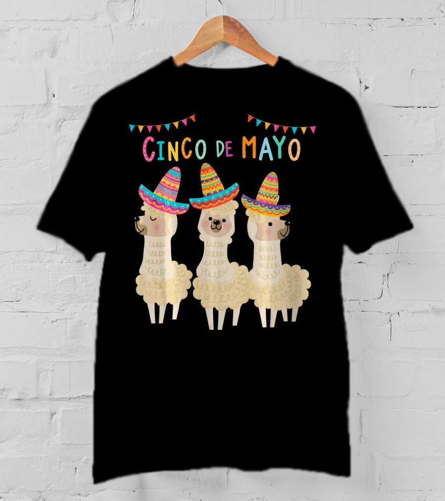 No ProbLlama Cinco De Mayo Llamas In Sombreros T-Shirt