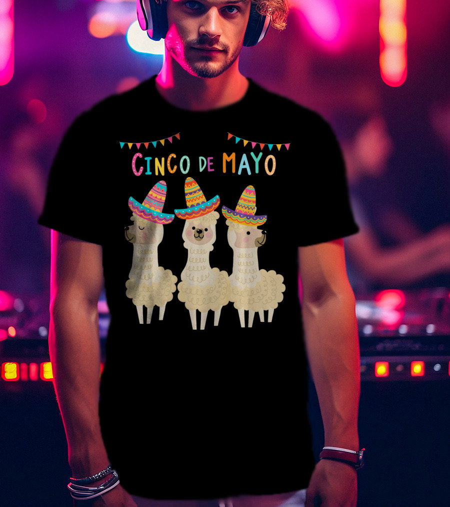 No ProbLlama Cinco De Mayo Llamas In Sombreros T-Shirt