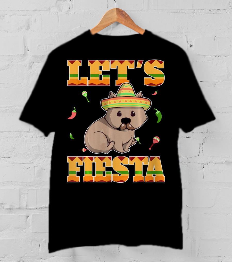 Let's Fiesta Wombat Wearing Sombrero Maracas Peppers Cinco De Mayo Mexican T-Shirt