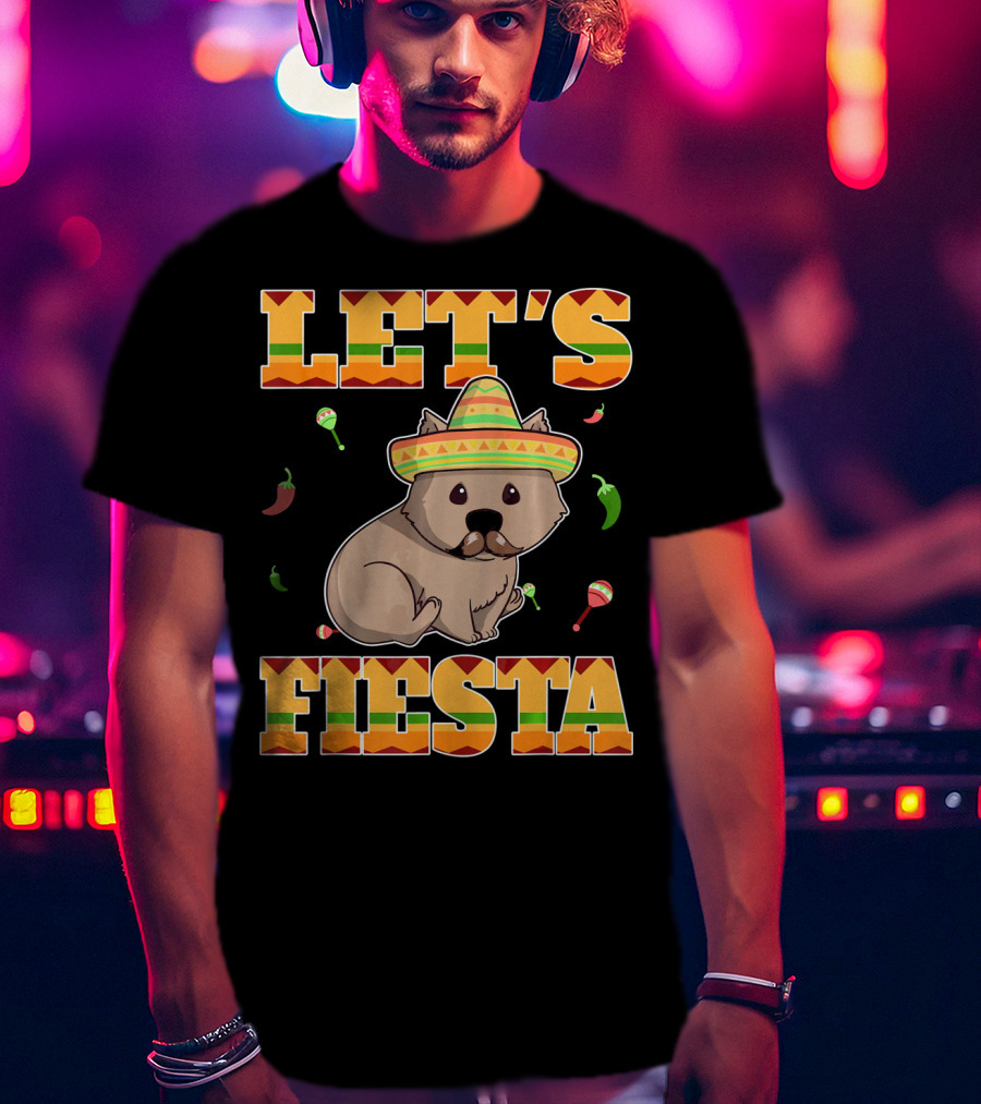 Let's Fiesta Wombat Wearing Sombrero Maracas Peppers Cinco De Mayo Mexican T-Shirt