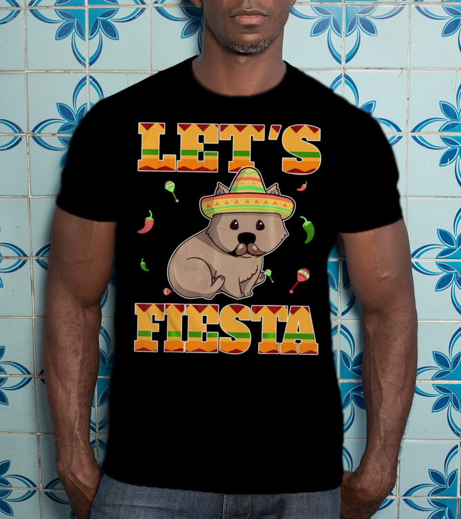 Let's Fiesta Wombat Wearing Sombrero Maracas Peppers Cinco De Mayo Mexican T-Shirt