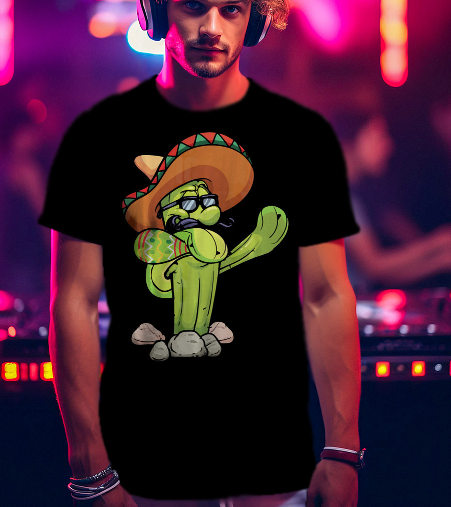 Sombrero Cactus Dabbing Dance Cinco De Mayo T-Shirt