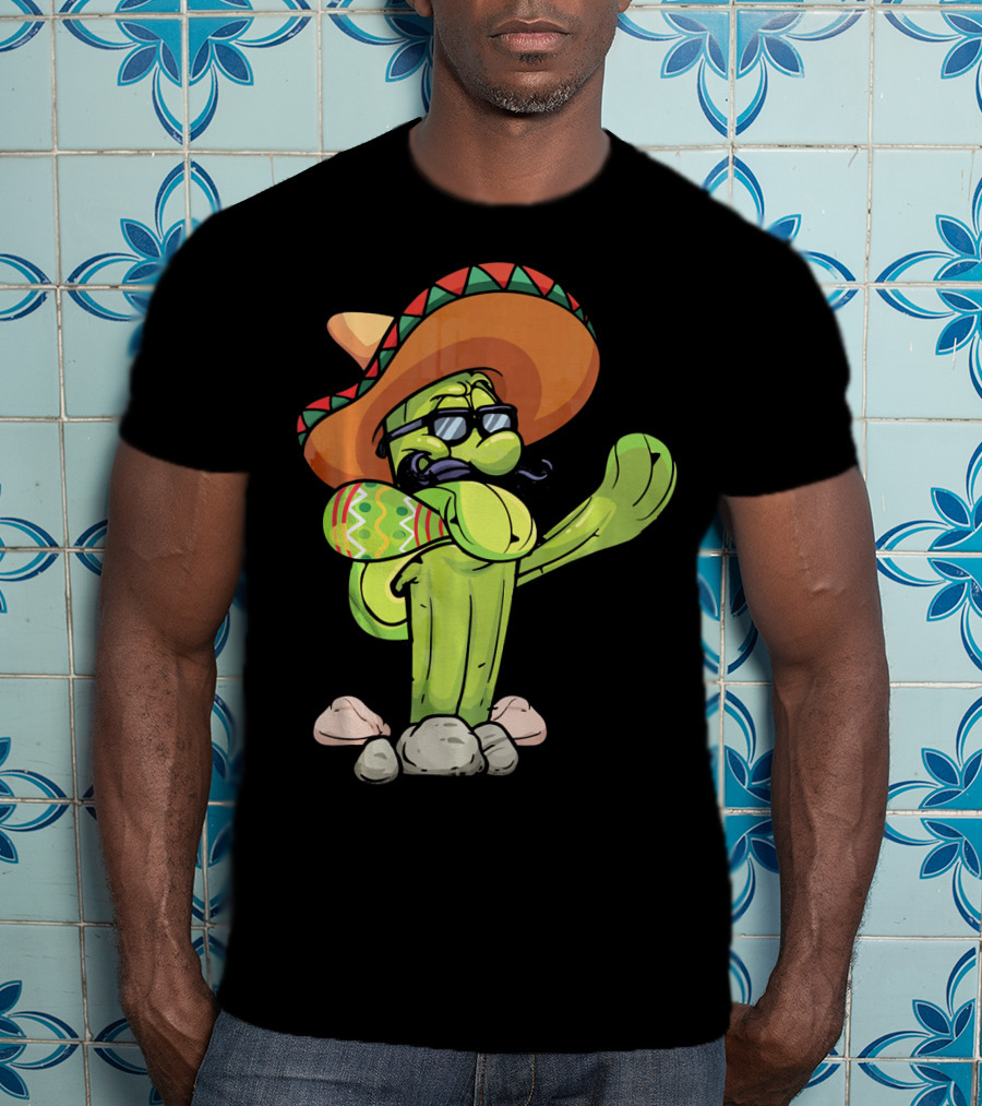 Sombrero Cactus Dabbing Dance Cinco De Mayo T-Shirt