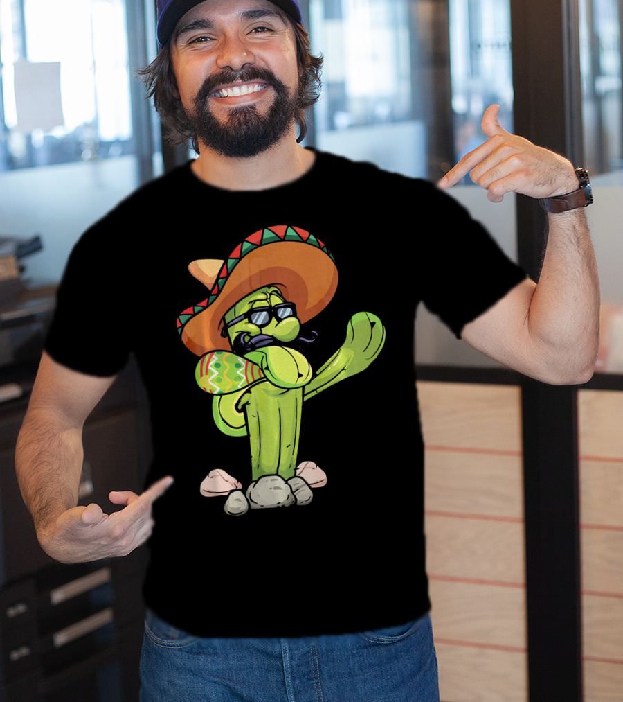 Sombrero Cactus Dabbing Dance Cinco De Mayo T-Shirt