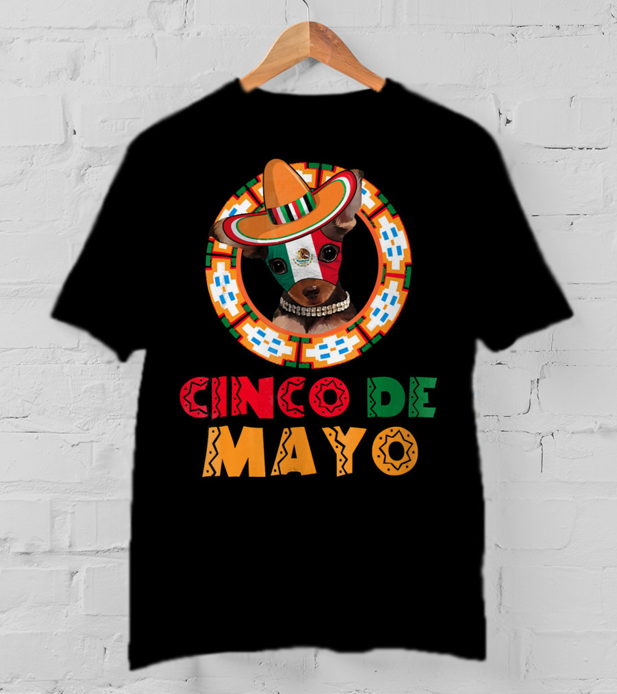 Cinco De Mayo Dog Chihuahua Mexican Sombrero T-Shirt