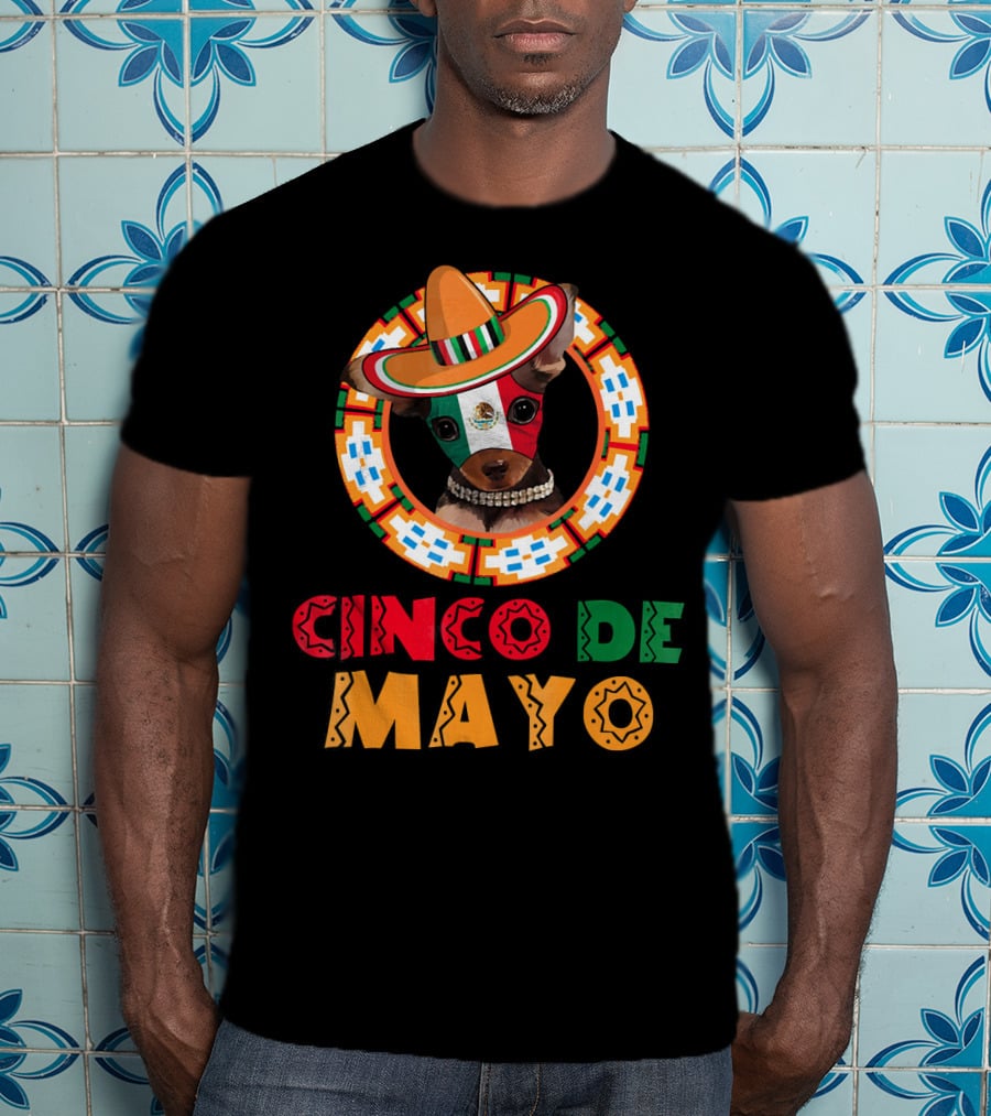 Cinco De Mayo Dog Chihuahua Mexican Sombrero T-Shirt