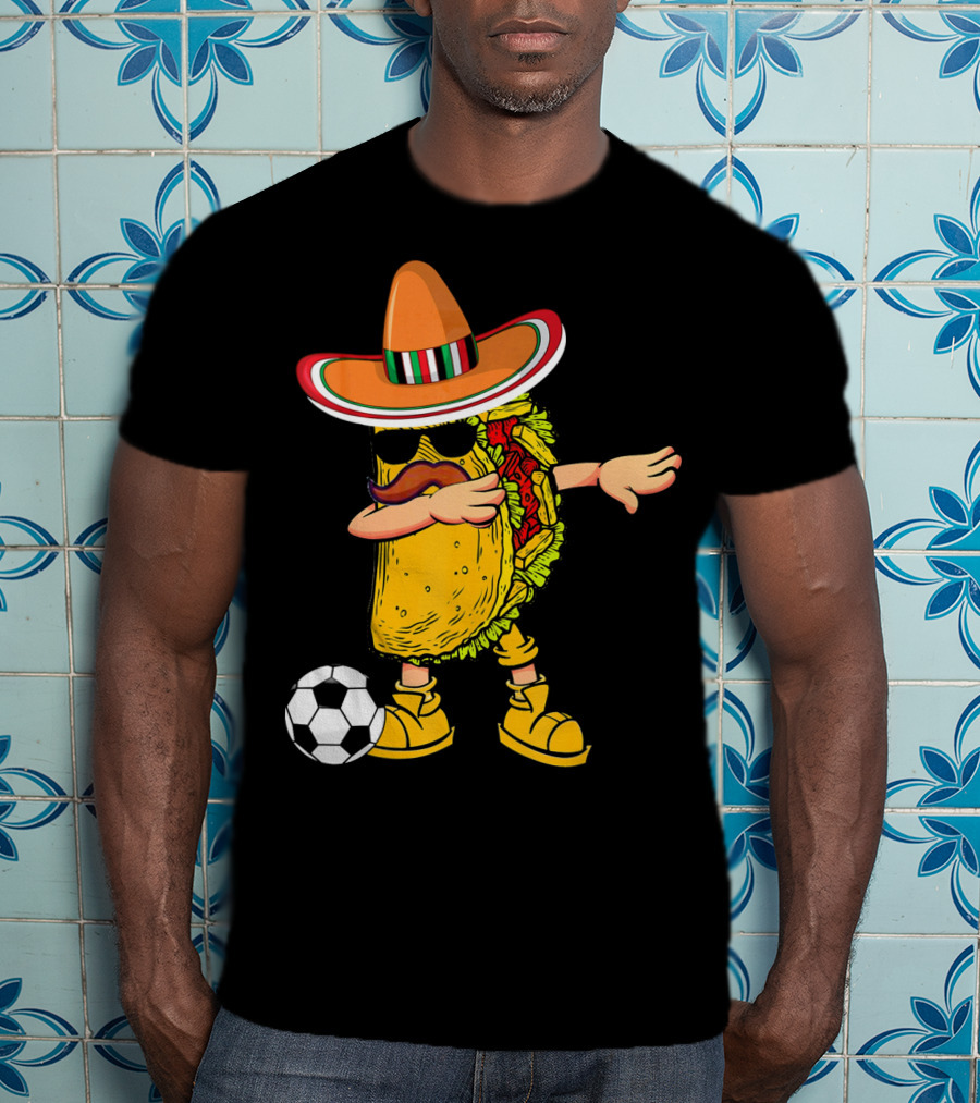 Dabbing Soccer Taco With Sombrero Cinco De Mayo Dab T-Shirt