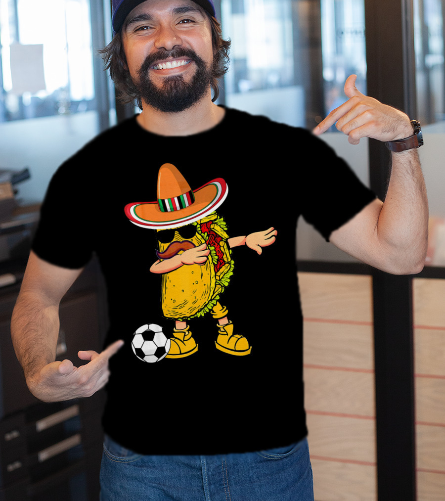 Dabbing Soccer Taco With Sombrero Cinco De Mayo Dab T-Shirt