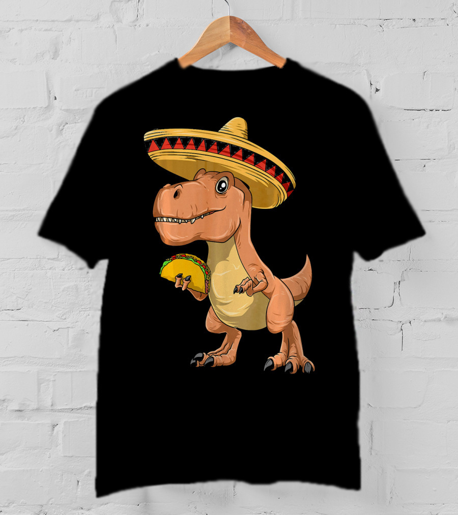Dinosaur Taco Mexican Sombrero Dinosaur T-Shirt