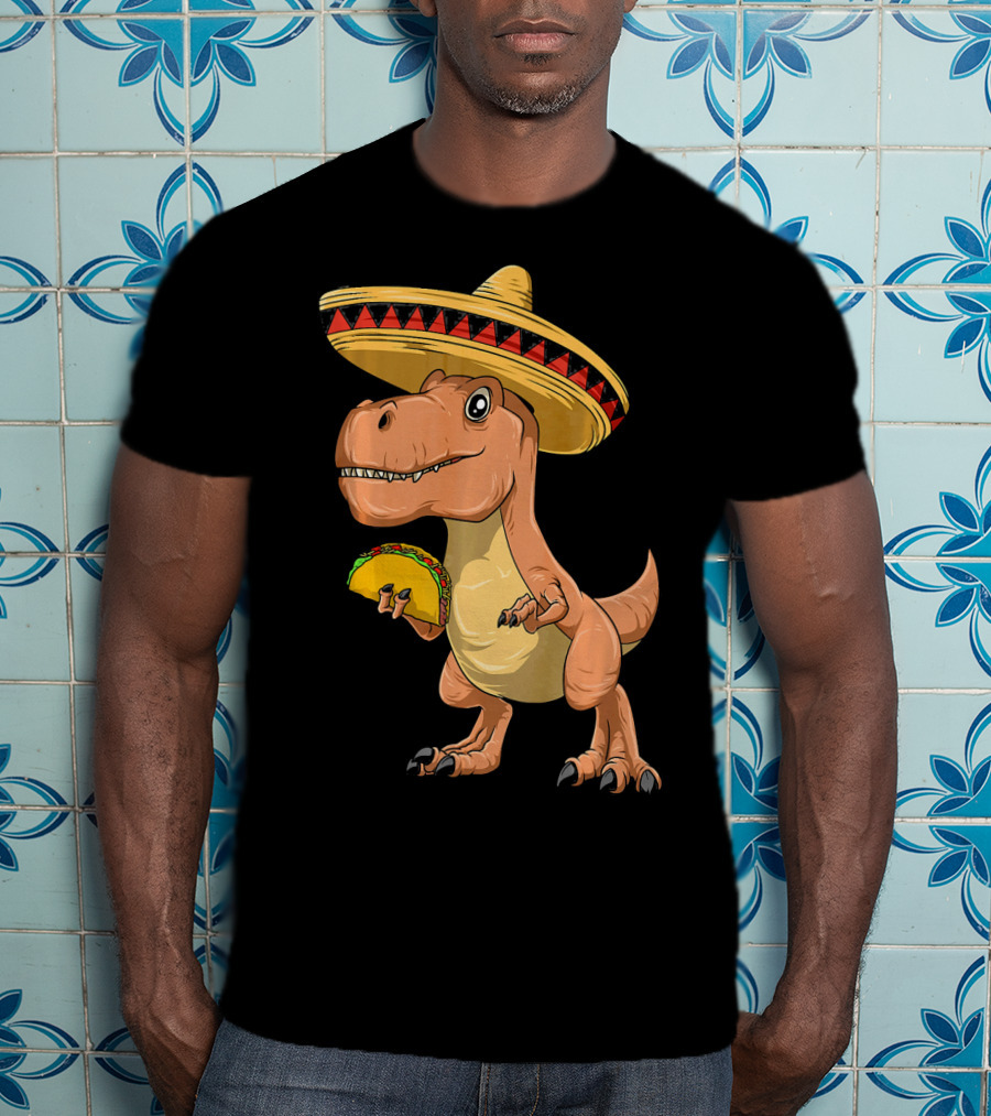 Dinosaur Taco Mexican Sombrero Dinosaur T-Shirt