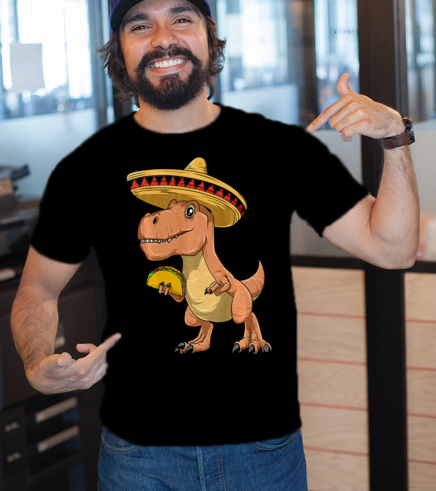 Dinosaur Taco Mexican Sombrero Dinosaur T-Shirt