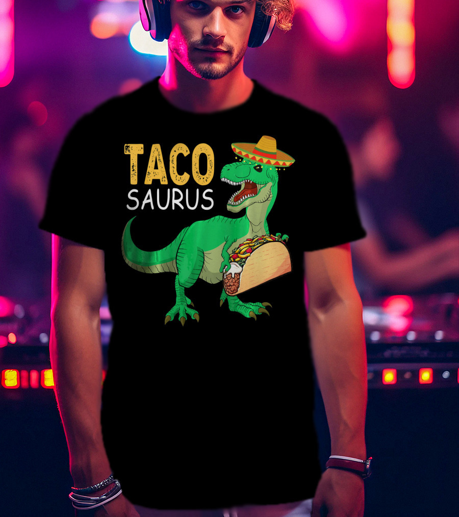 Taco Tacosaurus Dinosaur Sombrero Mexican Cinco De Mayo T-Shirt