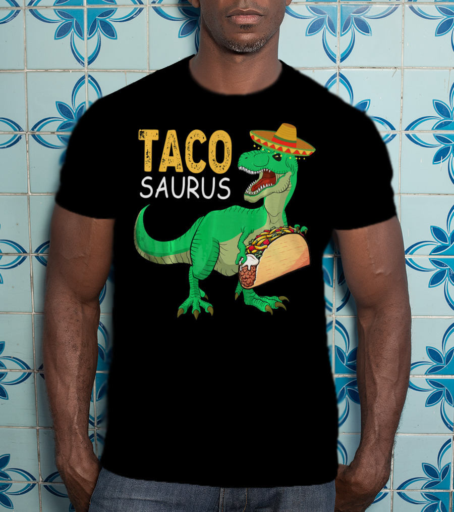 Taco Tacosaurus Dinosaur Sombrero Mexican Cinco De Mayo T-Shirt