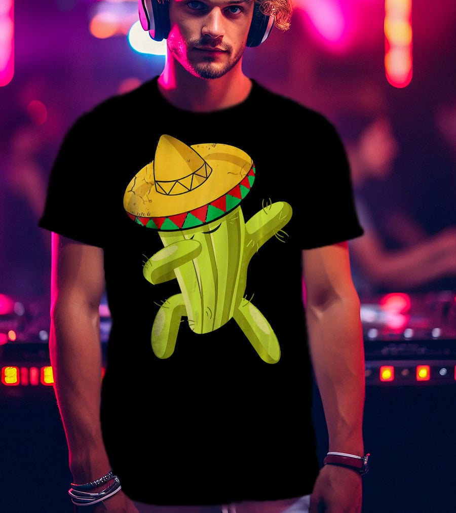 Dancing Cactus With Sombrero Funny Cinco De Mayo For Son T-Shirt