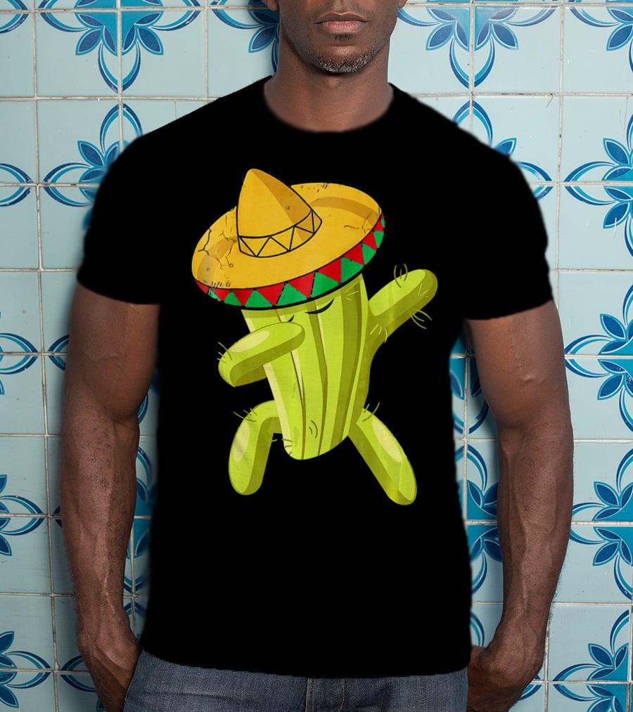 Dancing Cactus With Sombrero Funny Cinco De Mayo For Son T-Shirt