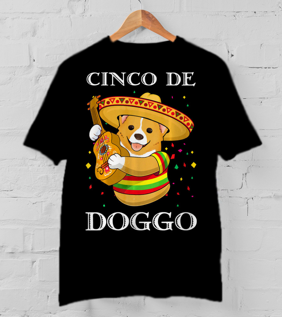 Cinco De Doggo Funny Corgi Guitar Fiesta T-Shirt