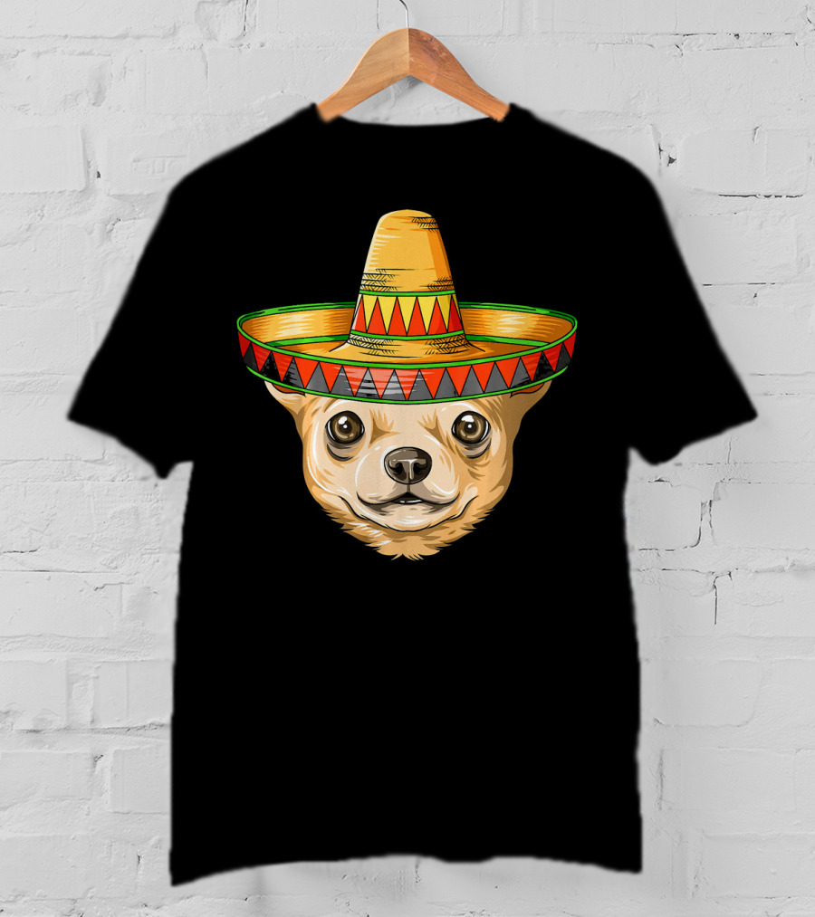 Chihuahua Wearing Mexican Sombrero For Cinco De Mayo T-Shirt