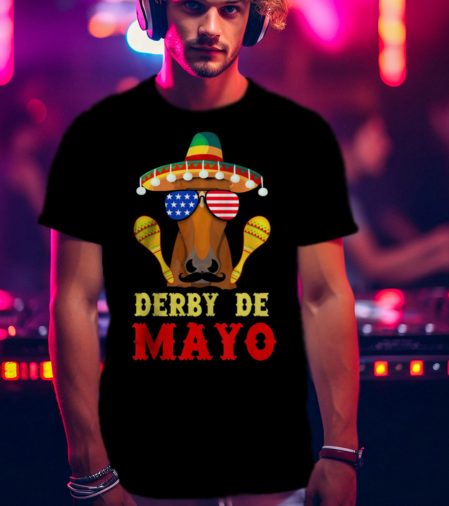 Derby De Mayo Cinco De Mayo Funny Men Horse Sombrero Maracas T-Shirt