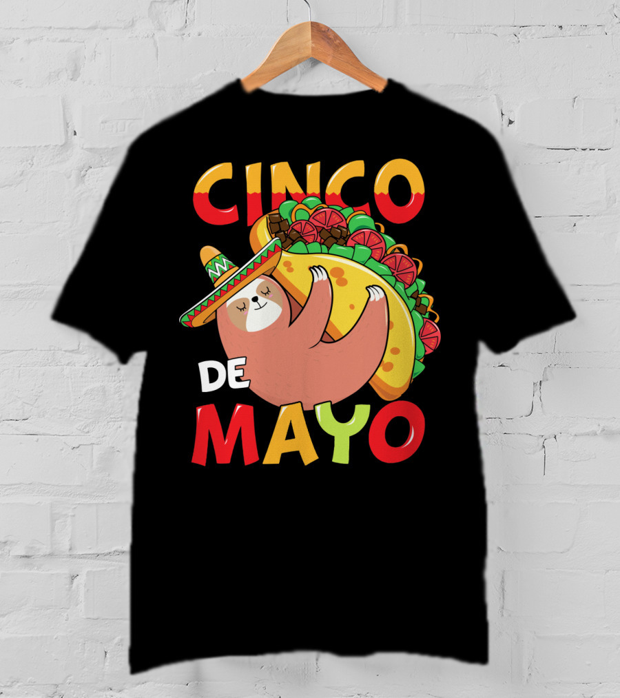 Cinco De Mayo Sloth With Sombrero And Taco T-Shirt