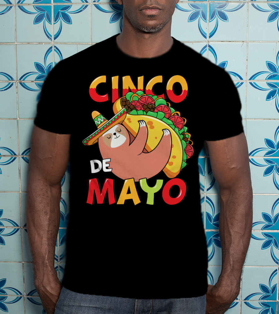 Cinco De Mayo Sloth With Sombrero And Taco T-Shirt