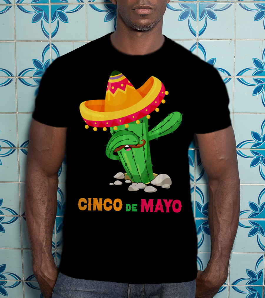 Cinco De Mayo Dabbing Cactus Sombrero T-Shirt