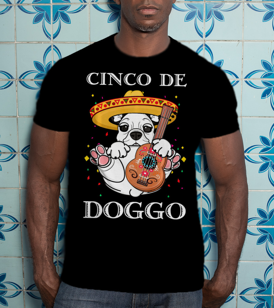 Cinco De Doggo Funny French Bulldog Guitar T-Shirt