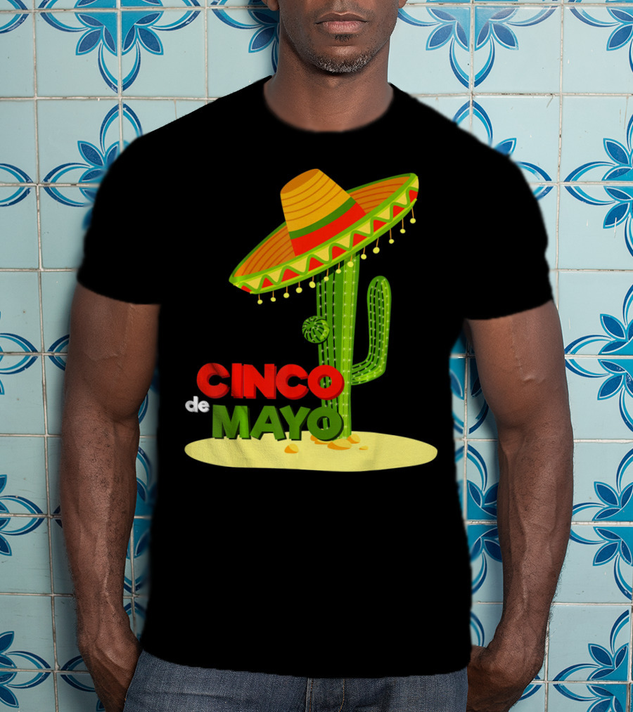 Fiesta Cinco De Mayo Cactus With Sombrero T-Shirt