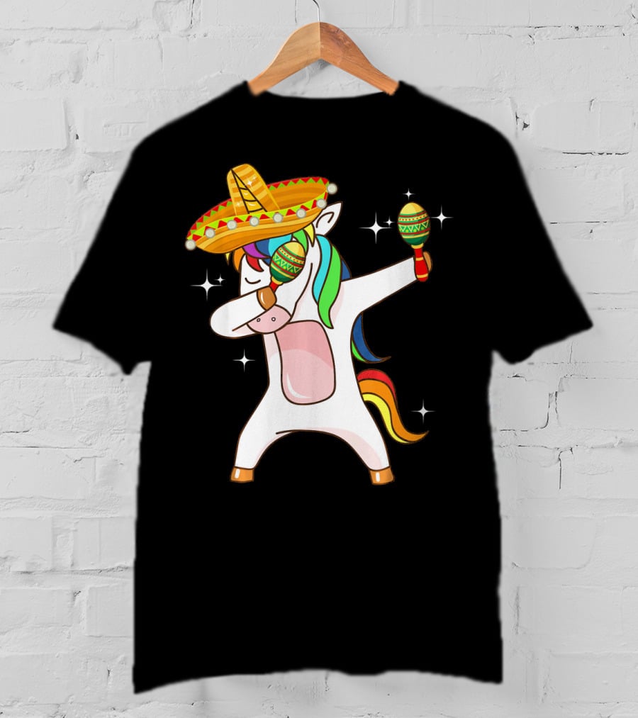 Dabbing Unicorn Sombrero Maracas Cinco De Mayo T-Shirt